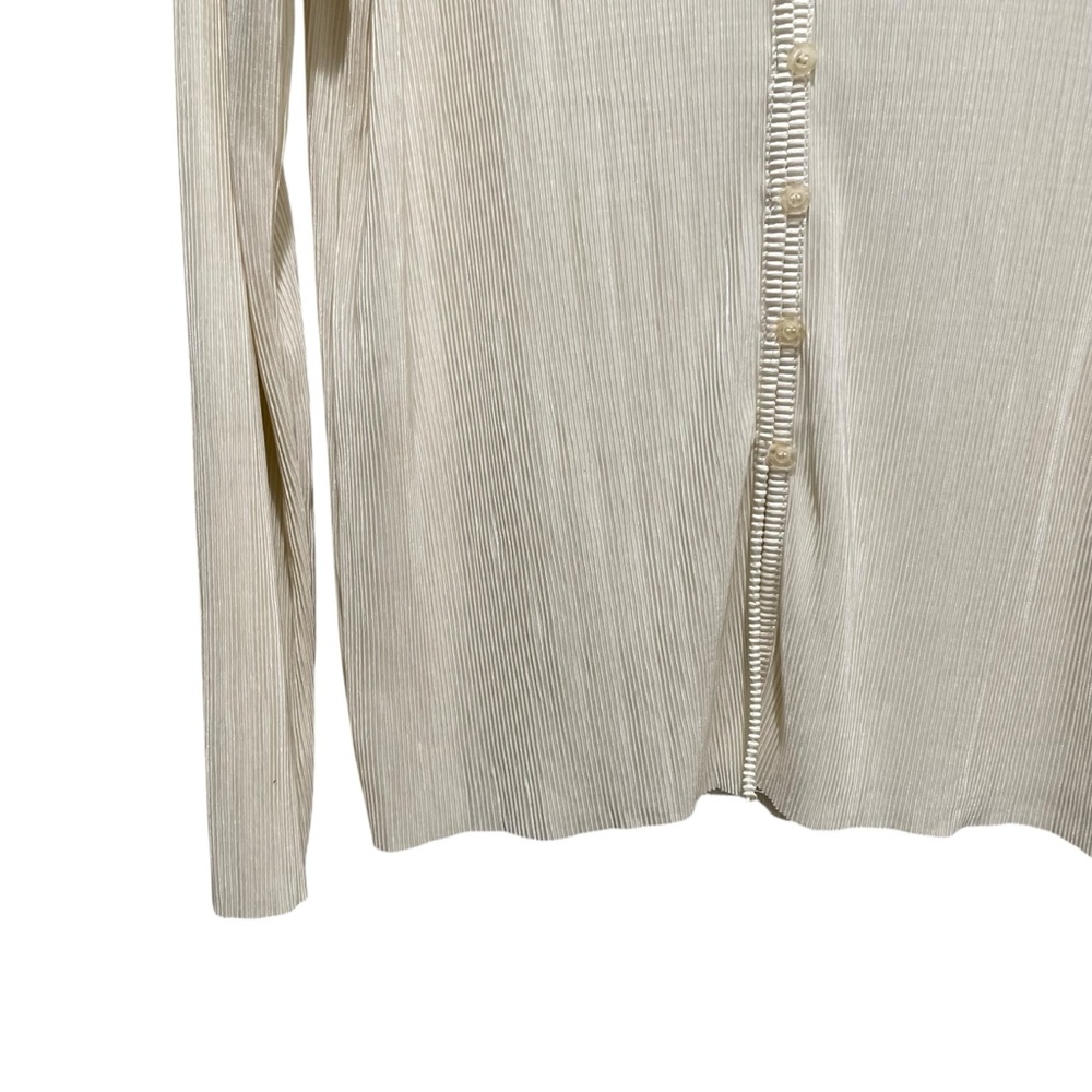 Cyrus Pleated Button Down Collared Shirt Ivory White Women’s Size Medium - Picture 2 of 8